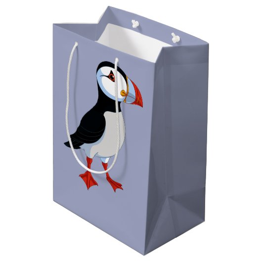 Puffin Design Gift Bag Medium Cadeauzakje (Achterkant Gekanteld)