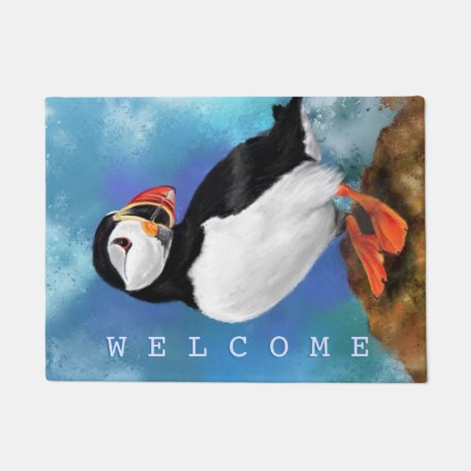 Puffin Doormat Welkom Tekst Deurmat (Voorkant)