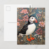 Puffin en Zee Thrift Flowers William Morris Briefkaart (Voorkant / Achterkant)