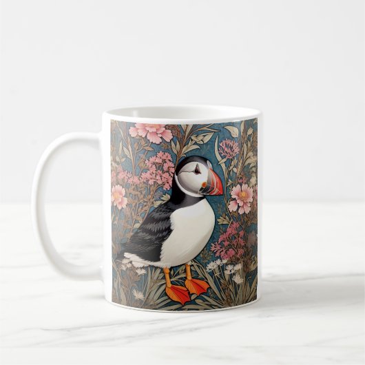 Puffin en Zee Thrift Flowers William Morris Koffiemok (Links)