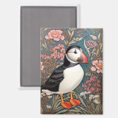 Puffin en Zee Thrift Flowers William Morris Magneet (Voorkant / Achterkant)