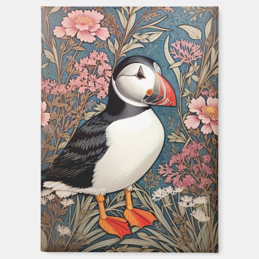Puffin en Zee Thrift Flowers William Morris Magneet (Voorkant)