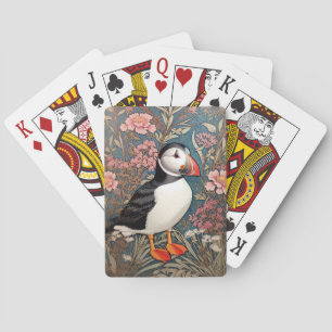 Puffin en Zee Thrift Flowers William Morris Pokerkaarten