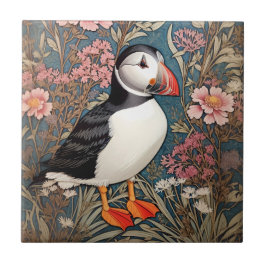 Puffin en Zee Thrift Flowers William Morris Tegeltje