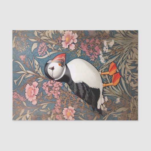 Puffin en Zee Thrift Flowers William Morris Tissuepapier (Voorkant)