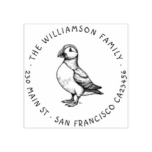 Puffin Family Retour Adresstempel Rubberstempel