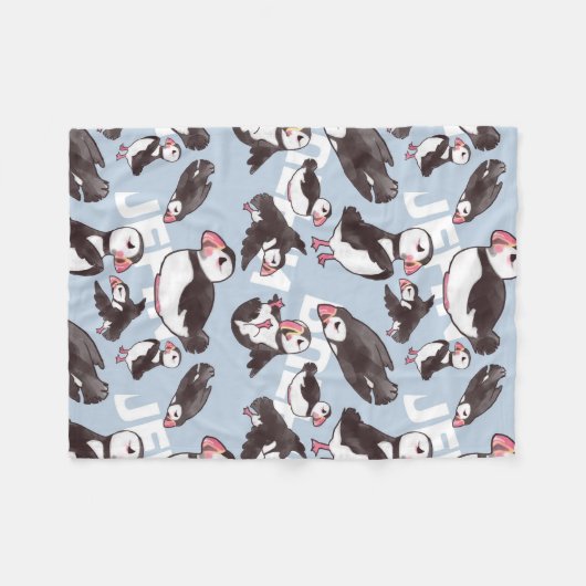 Puffin Fleece Baby Blanket Deken (Voorkant (Horizontaal))
