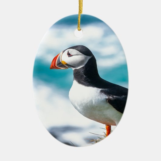 Puffin Fratercula arctica in Látrabjarg, IJsland. Keramisch Ornament (Voorkant)