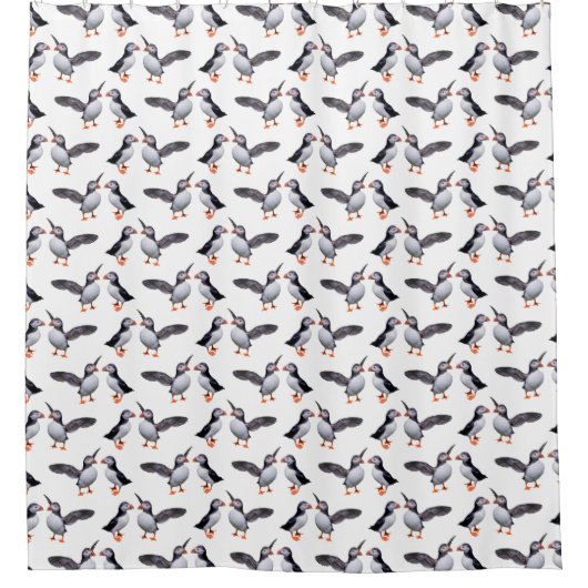 Puffin Frenzy Shower Curtain (Kies uw kleur) Douchegordijn (Voorkant)