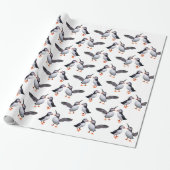 Puffin Frenzy Wrapping Paper Cadeaupapier (Uitgerold)