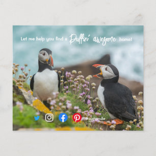 puffin geweldige makelaarsmakelaar marketing postc flyer