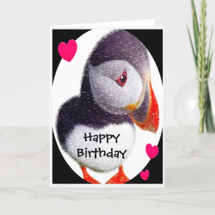 Puffin Hearts Happy Birthday Card Kaart