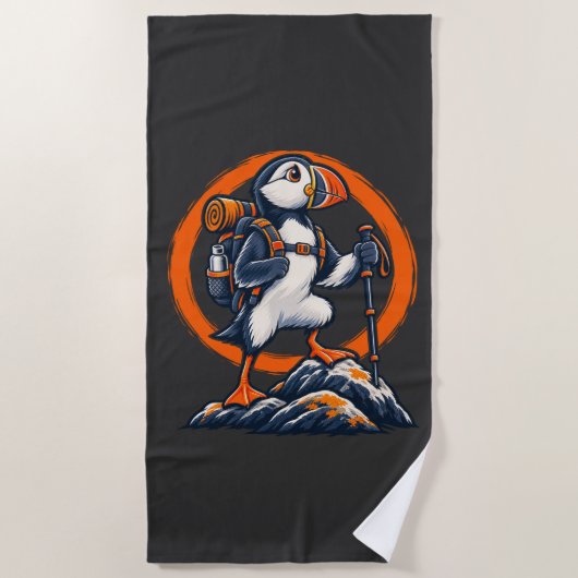 Puffin Hiker – Wilde Paden Strandlaken (Voorkant)