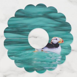 Puffin in Resurrection Bay, Alaska Wijnglaslabel