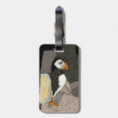 Puffin in Rocks Drawing Bagagelabel (Achterkant verticaal)