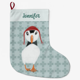 Puffin in Winter Pet Gepersonaliseerd Grote Kerstsok