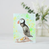 Puffin-inkt en Waterverf schilderen Briefkaart (Staand voorkant)
