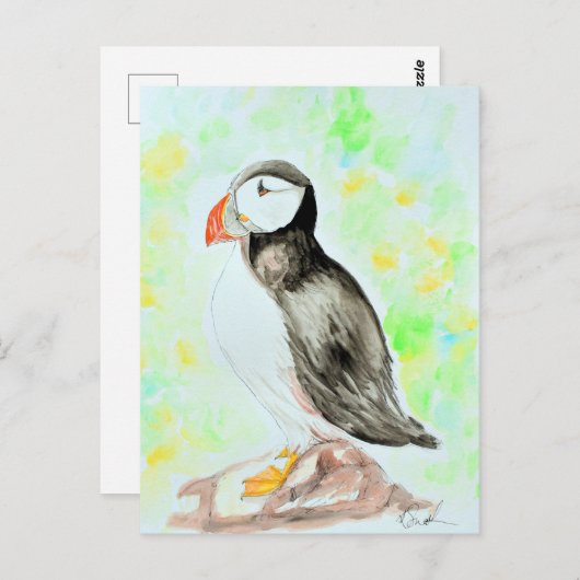 Puffin-inkt en Waterverf schilderen Briefkaart (Voorkant / Achterkant)