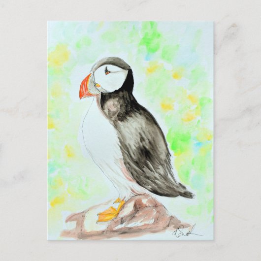 Puffin-inkt en Waterverf schilderen Briefkaart (Voorkant)