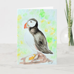 Puffin-inkt en Waterverf schilderen Kaart