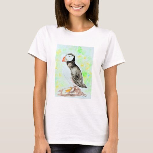 Puffin-inkt en Waterverf schilderen T-shirt (Voorkant)