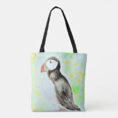 Puffin-inkt en Waterverf schilderen Tote Bag (Achterkant)