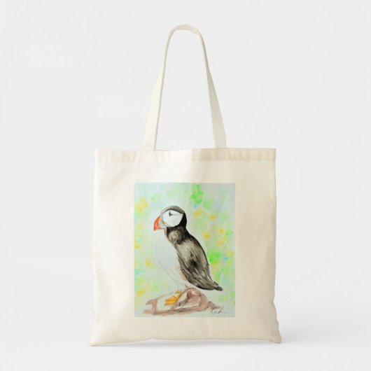 Puffin-inkt en Waterverf schilderen Tote Bag (Voorkant)