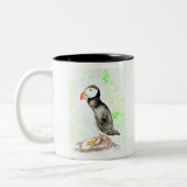 Puffin-inkt en Waterverf schilderen Tweekleurige Koffiemok (Links)