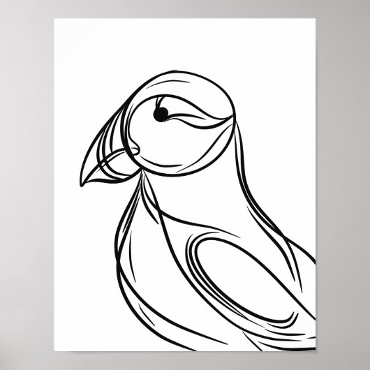 Puffin Line Art | Irish Coastal Bird Poster (Voorkant)