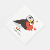 Puffin Love Red Hearts Design Napkins Servet (Hoek)