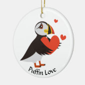 Puffin Love Red Hearts Ornament (Links)
