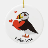 Puffin Love Red Hearts Ornament (Achterkant)