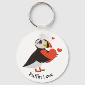 Puffin Love Red Hearts Sleutelhanger (Voorkant)