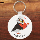 Puffin Love Red Hearts Sleutelhanger (Voorkant)