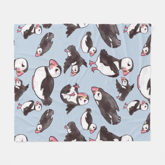 Puffin Medium Fleece Blanket (Voorkant (Horizontaal))