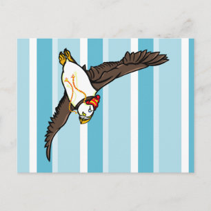 Puffin met een Pet van brei-Pet Briefkaart