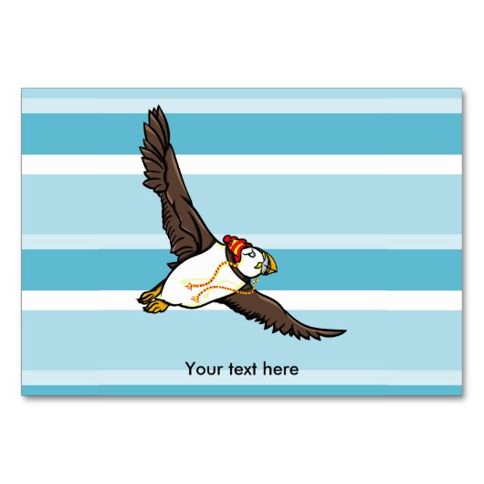 Puffin met een Pet van brei-Pet Kaart (Voorkant)