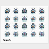 Puffin met hoofdtelefoon ronde sticker (Vel)