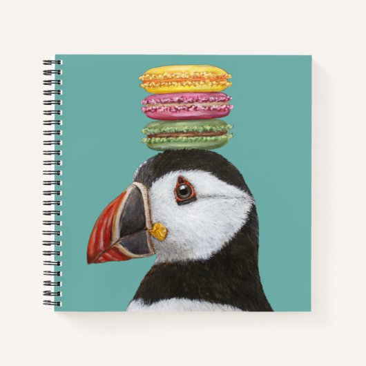 Puffin met macaronenlaptop notitieboek (Voorkant)