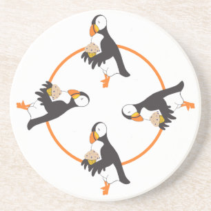 Puffin met Muffin Zandsteen Onderzetter