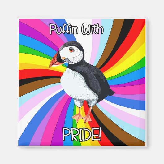 Puffin met trots! - LGBTQ+ Magneet (Voorkant)