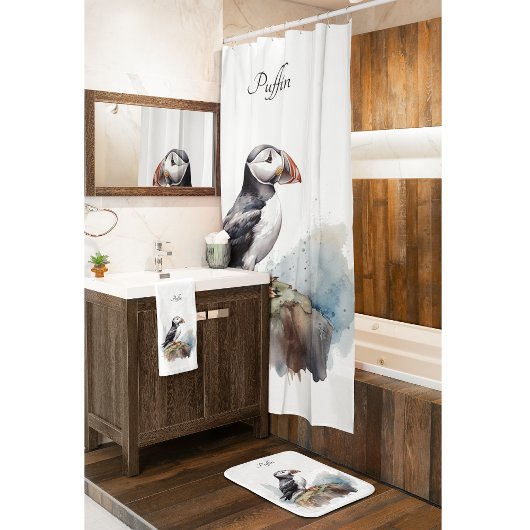 Puffin op een Rock Waterverf, op maat Bad Handdoek
