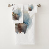 Puffin op een Rock Waterverf, op maat Bad Handdoek (Insitu)