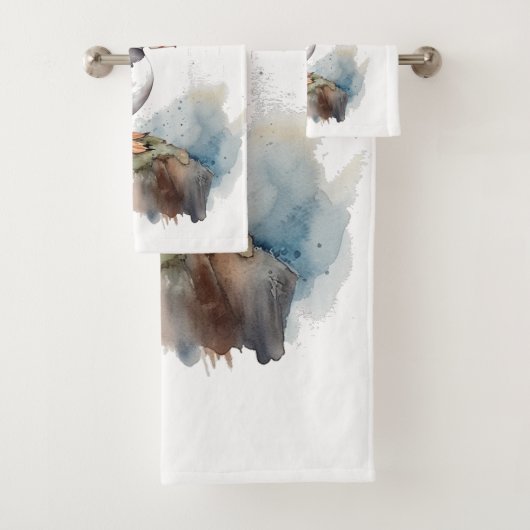 Puffin op een Rock Waterverf, op maat Bad Handdoek (Insitu)