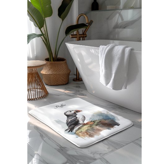 Puffin op een Rock Waterverf, op maat Badmat