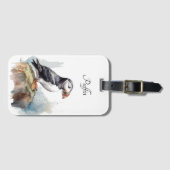 Puffin op een Rock Waterverf, op maat Bagagelabel (Voorkant (horizontaal))