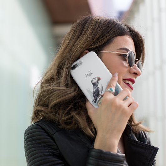Puffin op een Rock Waterverf, op maat Case-Mate iPhone Case