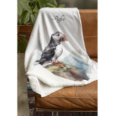 Puffin op een Rock Waterverf, op maat Fleece Deken