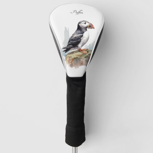 Puffin op een Rock Waterverf, op maat Golfheadcover (Voorkant)