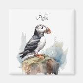 Puffin op een Rock Waterverf, op maat Magneet (Voorkant)